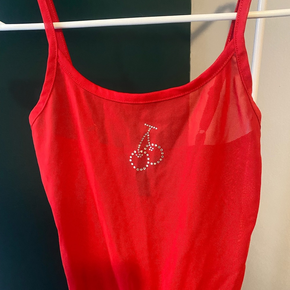 Cherry Red Mesh Bodysuit